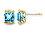 1.75 Carat (ctw) Natural Blue Topaz Earrings in 14K Yellow Gold with Accent Diamonds